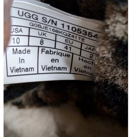 UGG Women's 10 Classic Leopard Lined Bow Black Suede Boots Animal Print 1105354 - Picture 14 of 14